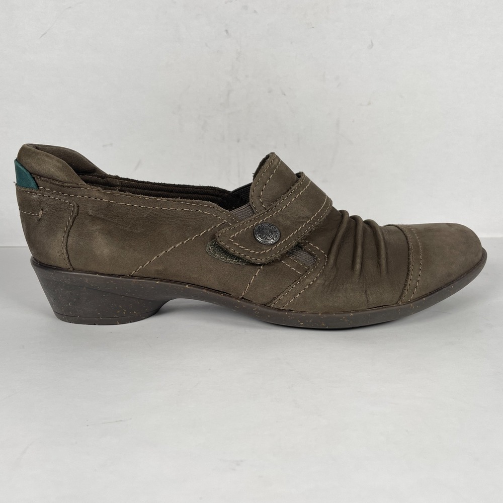 Cobb Hill Shoes Womens Size 9 N Brown Nubuck Comfort Slip On Strap Heeled Casual